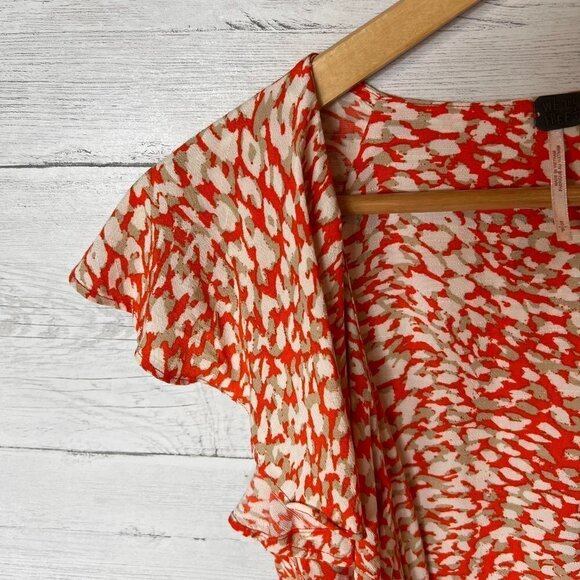 We the Free Mini Dress Womens Size S/P Orange French Quarter Leopard Wrap Girly - Picture 13 of 15